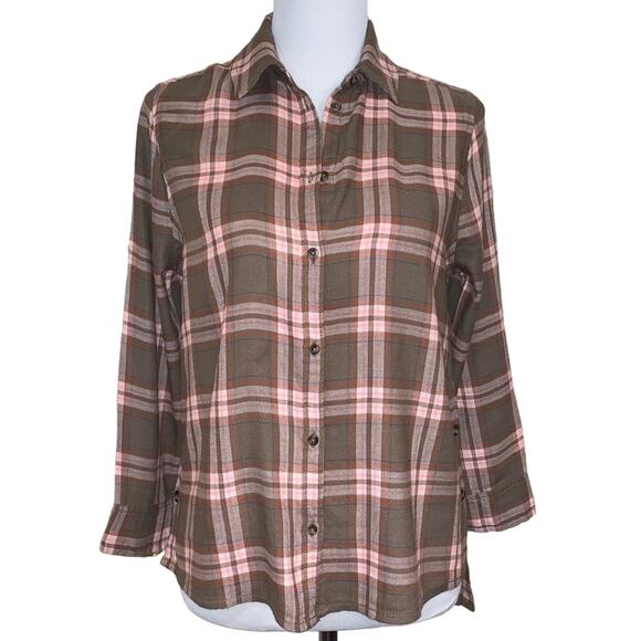 Susina Plaid Button Down w/ Side Split Detail XSP - Picture 1 of 7